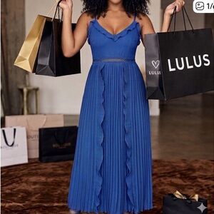 Lulu's Royal Blue Ruffled Dress Top with Tag